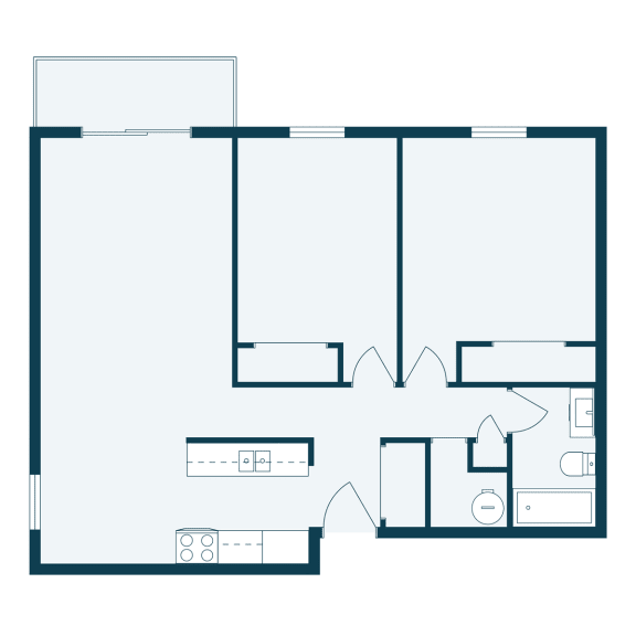 a floor plan of a house with a bedroom and a living room