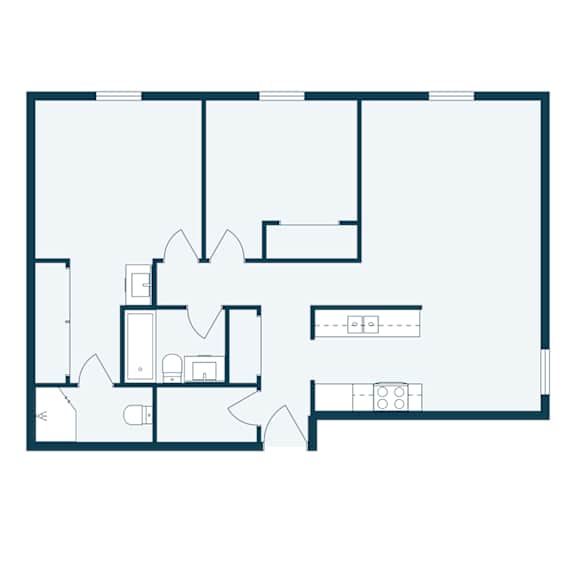 a floor plan of a house with a bedroom and a living room