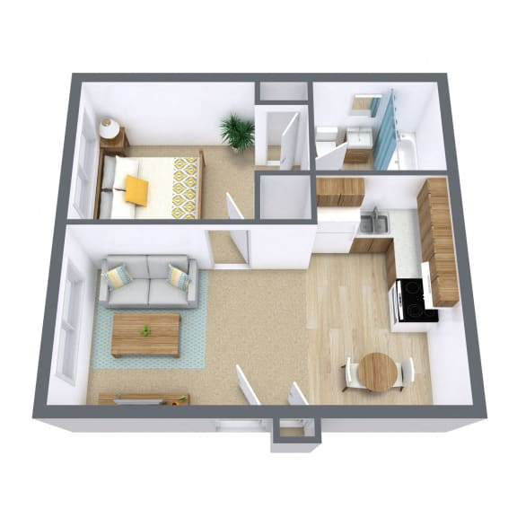 Louise Apartments in Grand Forks, ND | One Bedroom Floor Plan 11A