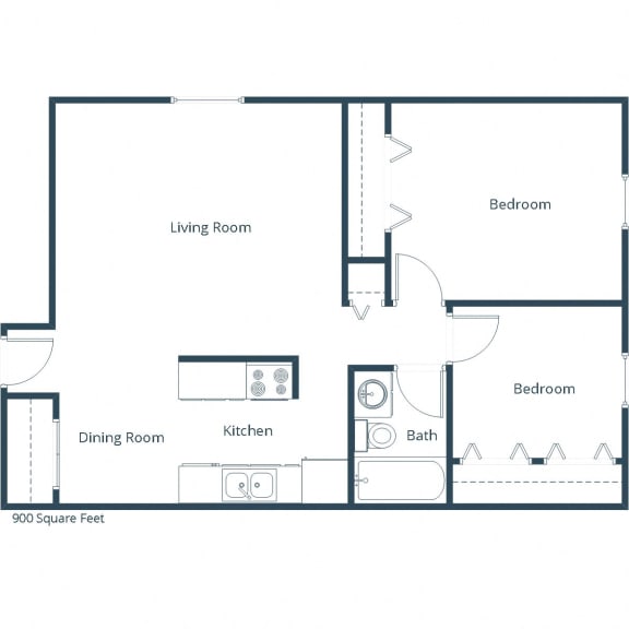 Kingswood Apartments | Two Bedroom Floor Plan