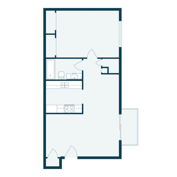 One Bedroom Floor Plan 11B  at Maple Ridge, Omaha, Nebraska