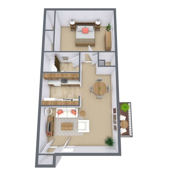 One Bedroom Floor Plan 11B  at Maple Ridge, Omaha, NE