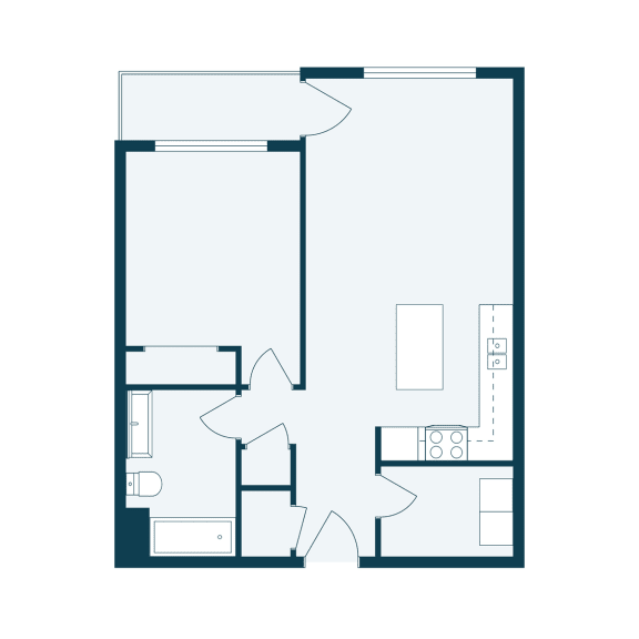 One Bedroom Floor Plan 11C  at Maple Ridge, Omaha, NE, 68164