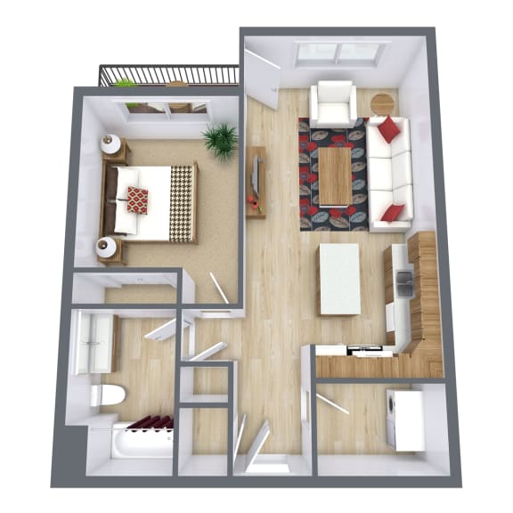 One Bedroom Floor Plan 11C  at Maple Ridge, Omaha, 68164