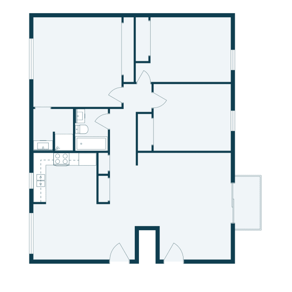 Three Bedroom Floor Plan 32B  at Maple Ridge, Omaha, Nebraska