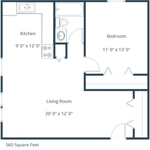 Marlowe South Apartments in Fargo, ND | One Bedroom Floor Plan 11A