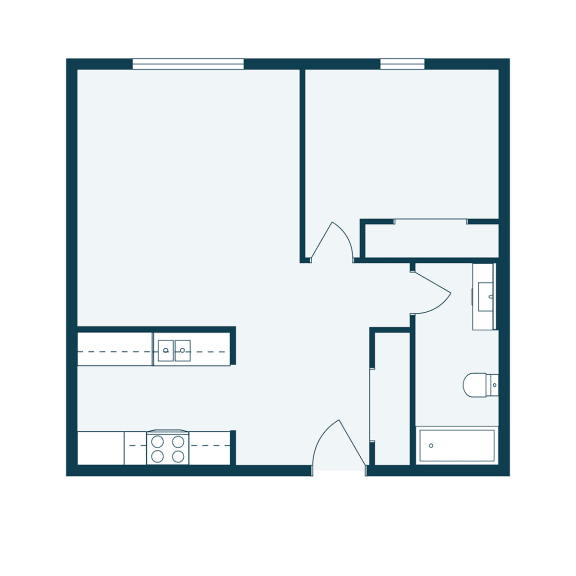 a floor plan of a room with a bedroom and a living room
