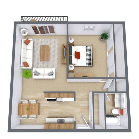 Montreal Courts Apartments in Little Canada, MN | One Bedroom Floor Plan 11A