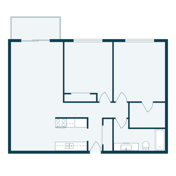 Montreal Courts Apartments in Little Canada, MN | Two Bedroom Floor Plan 21A