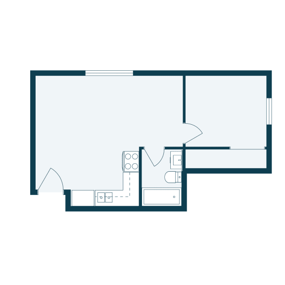 a floor plan of a house with a bedroom and a living room