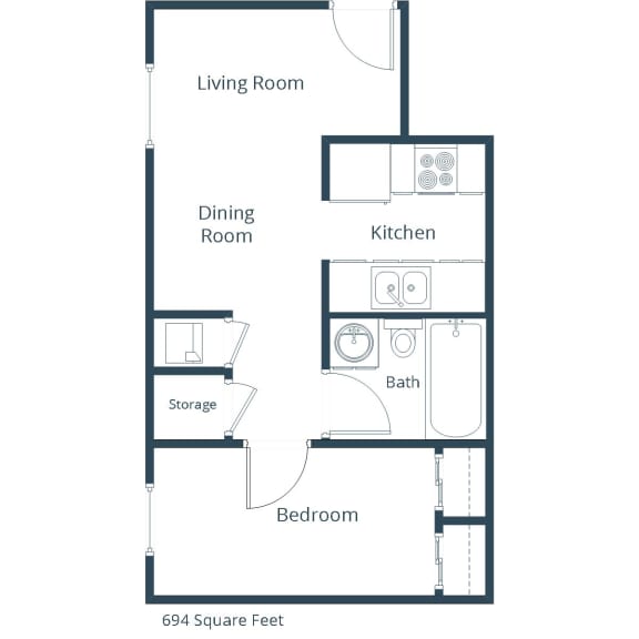 Omaha, NE Maple Ridge Apartments| One Bedroom Plan 11A One Bedroom Plan 11A at Maple Ridge, Omaha, NE, 68164