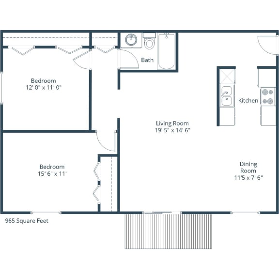 Floor Plan  Maplewood Apartments - Two Bedroom Floor Plan 21B