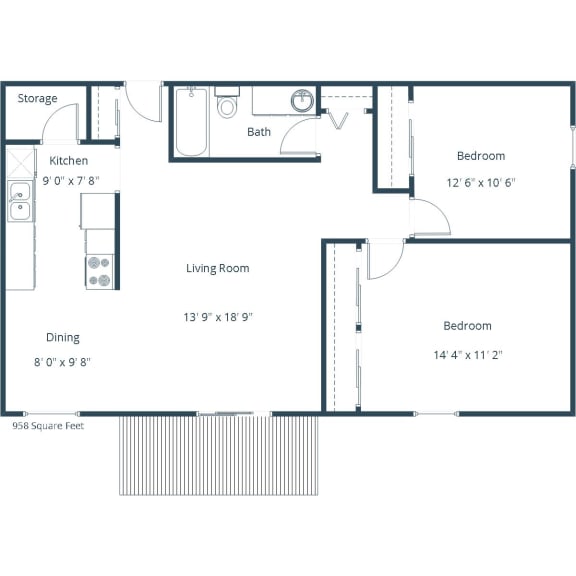 Maplewood Apartments - Two Bedroom Floor Plan 21C