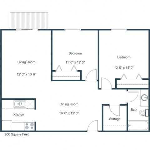 Briar Pointe Apartments | Two Bedroom Floor Plan A