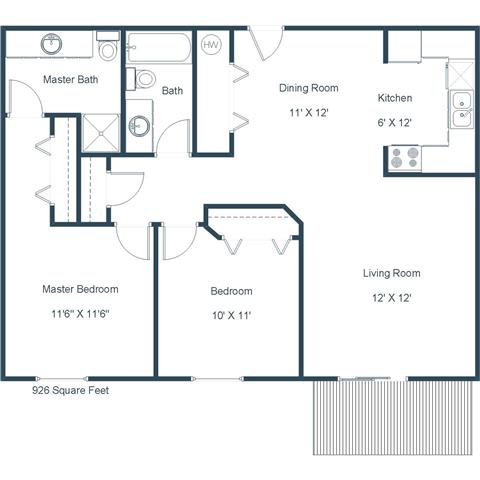 Flagstone Apartments | Two Bedroom Two Bath Floor Plan