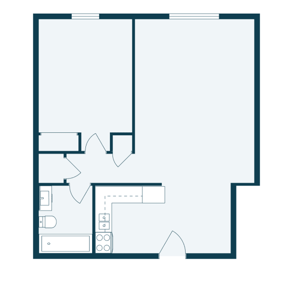 the floor plan of a bedroom with a bathroom and a closet