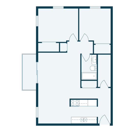 a floor plan of a small house with a bedroom and a living room