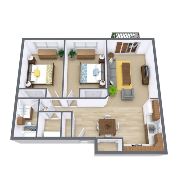 Parkside Apartments in West Fargo, ND | Two Bedroom Floor Plan 21A