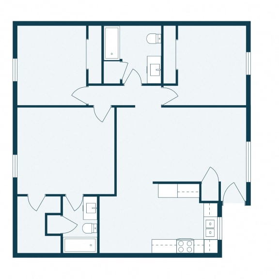 Parkwest Gardens Apartments in West Fargo, ND | Three Bedroom Floor Plan 32A