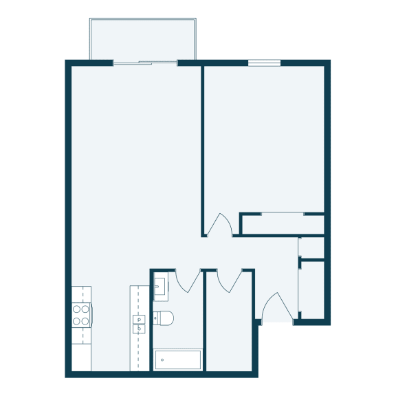 a floor plan of a house with a bedroom and a living room