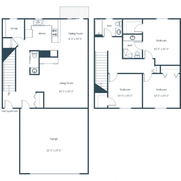 Pebble Creek Townhomes in Bismarck, ND | Three Bedroom Floor Plan 3175A