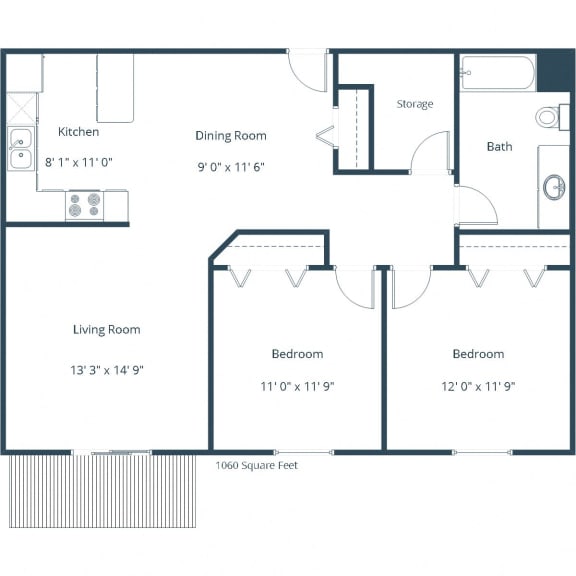 Pinehurst Apartments | Two Bedroom Floor Plan A Pinehurst Apartments | Two Bedroom Floor Plan A