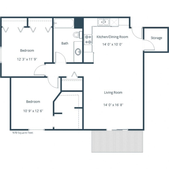 Pinehurst Apartments | Two Bedroom Floor Plan B Pinehurst Apartments | Two Bedroom Floor Plan B