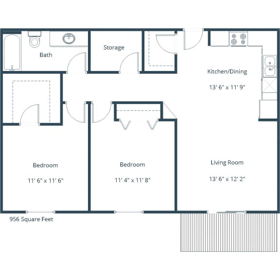 Pinehurst Apartments | Two Bedroom Floor Plan D Pinehurst Apartments | Two Bedroom Floor Plan D