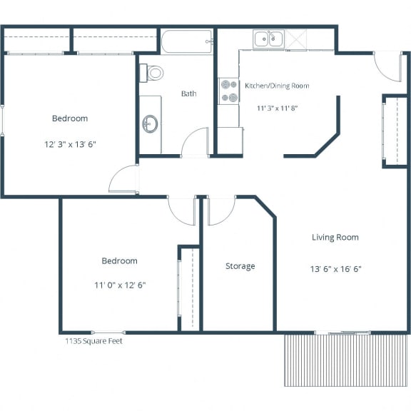 Pinehurst Apartments | Two Bedroom Floor Plan H Pinehurst Apartments | Two Bedroom Floor Plan H