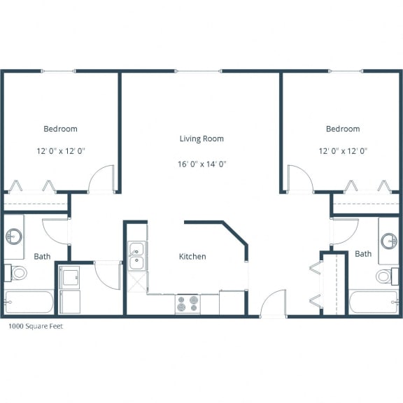 Pinehurst Apartments | Two Bedroom Two Bath Floor Plan A Pinehurst Apartments | Two Bedroom Two Bath Floor Plan A