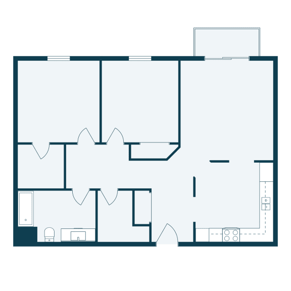 a floor plan of a house with a bedroom and a living room