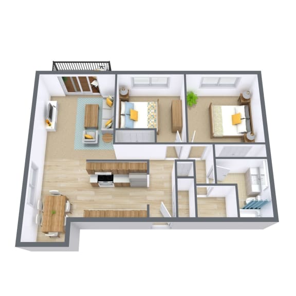 Place One Apartments in Fargo, ND | Two Bedroom Floor Plan 21B