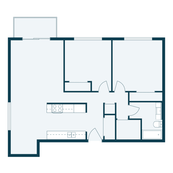 Place One Apartments in Fargo, ND | Two Bedroom Floor Plan 21B