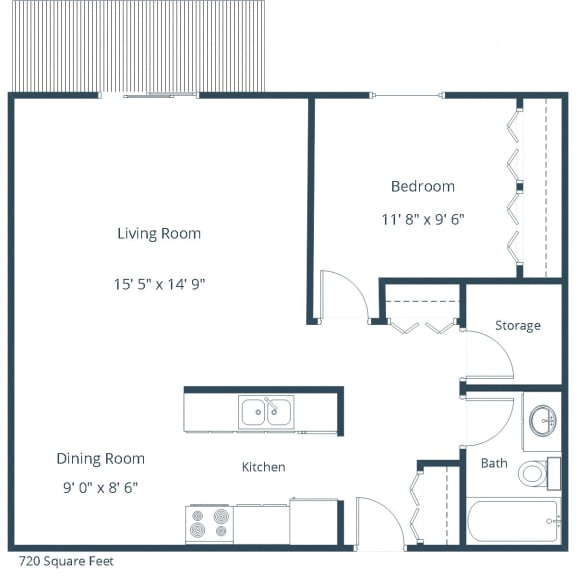 Westcourt Apartments in Fargo, ND | One Bedroom Floor Plan 11A