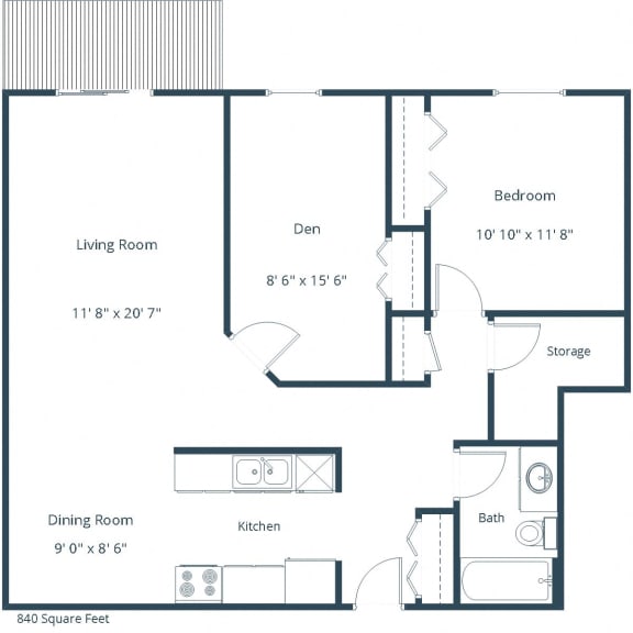 Westcourt Apartments in Fargo, ND | One Bedroom Floor Plan 11B