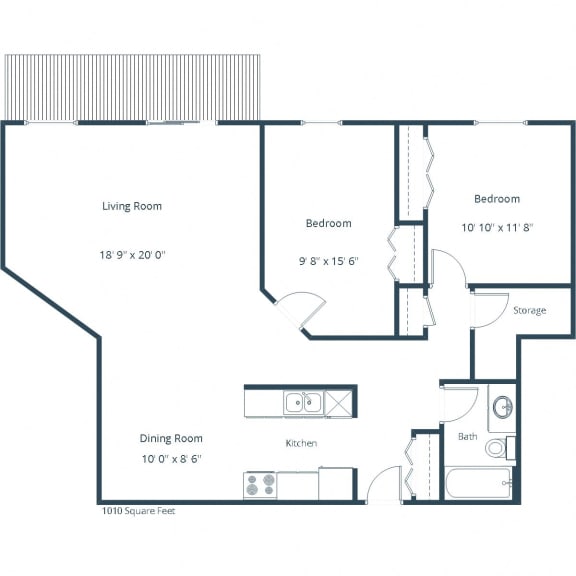 Westcourt Apartments in Fargo, ND | Two Bedroom Floor Plan 21C