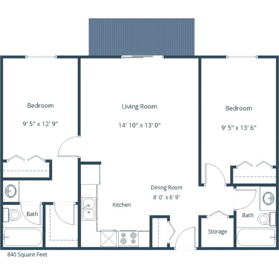 Westcourt Apartments in Fargo, ND | Two Bedroom Floor Plan 22A