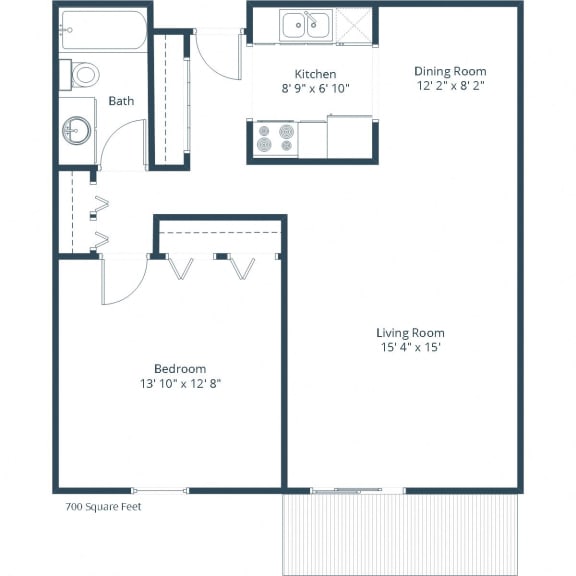 Floor Plan  Rosedale Apartments | One Bedroom Floor Plan  at Rosedale Estates Apartments, Roseville, MN