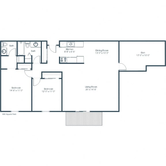 Floor Plan  Rosedale Apartments | Two Bedroom Floor Plan 215a  at Rosedale Estates Apartments, Minnesota