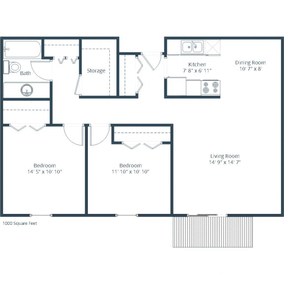 Rosedale Apartments | Two Bedroom Floor Plan A  at Rosedale Estates Apartments, Roseville, 55113