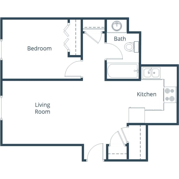 Floor Plan  Autumn Apartments in Grand Forks, ND | One Bedroom Floor Plan 11A