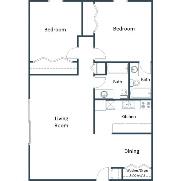 Carling Manor Apartments in Grand Forks, ND | Two Bedroom Floor Plan 22A