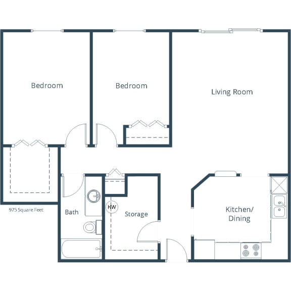Harrison  Apartments in Grand Forks, ND | Two Bedroom Floor Plan 21B