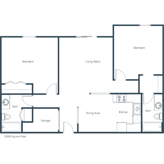 Richfield Apartments in Grand Forks, ND | Two Bedroom Floor Plan 22A