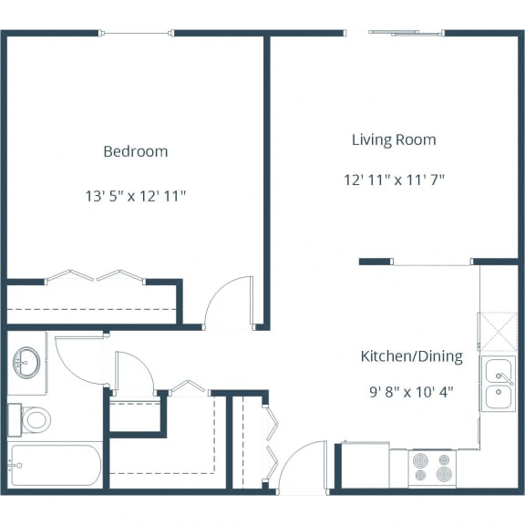 Library Lane Apartments in Grand Forks, ND | One Bedroom Floor Plan 11B
