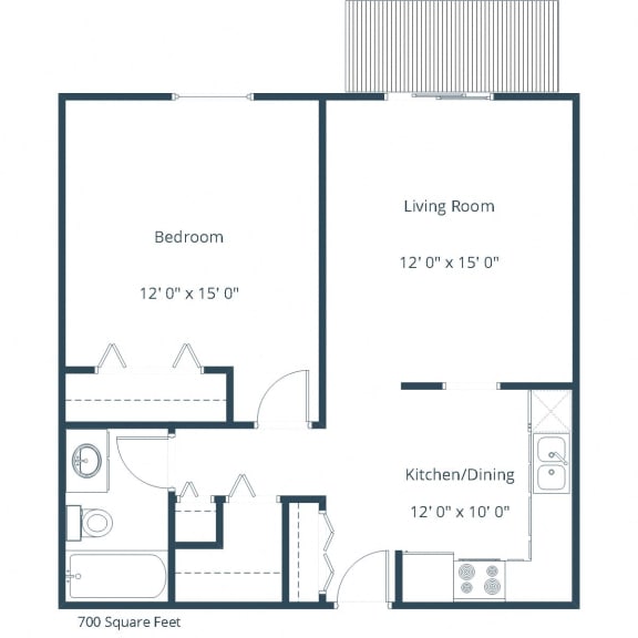 Ridgemont Apartments in Grand Forks, ND | One Bedroom Floor Plan 11B