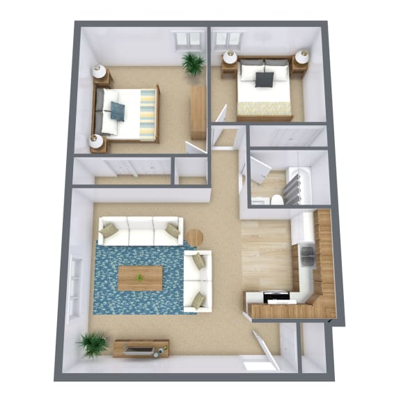 Floor Plan  a 3d drawing of a floor plan with a bedroom and living room