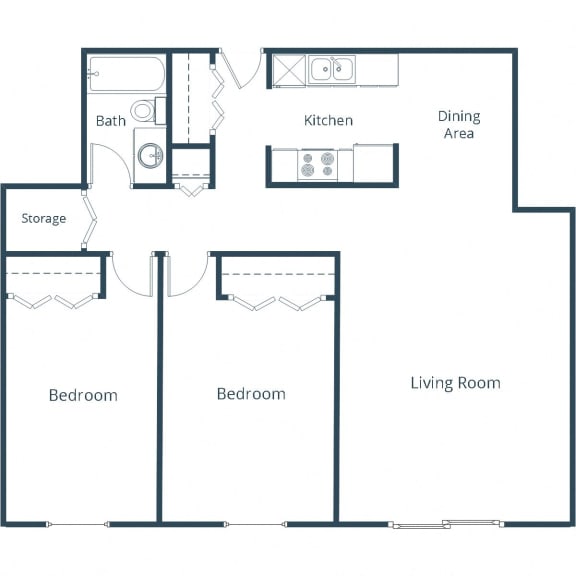 North Manor Apartments in Fargo, ND | Two Bedroom Floor Plan 21B