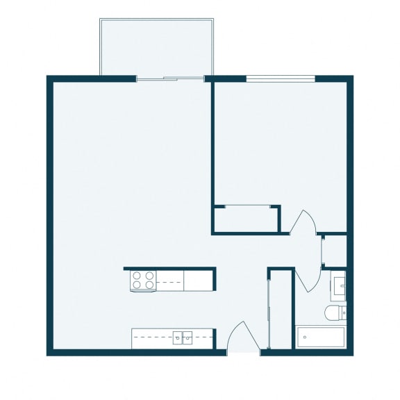Robinwood Apartments in Coon Rapids, MN | a floor plan with a kitchen and a living room