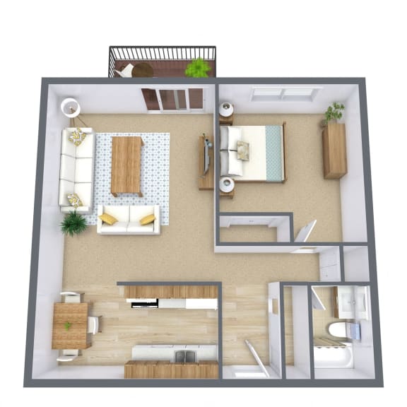 Robinwood Apartments in Coon Rapids, MN | One Bedroom Floor Plan 11A